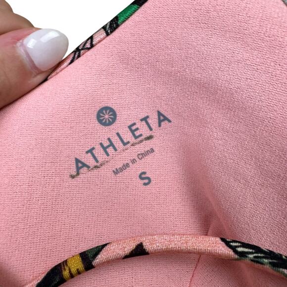 Athleta Aqualuxe Pink Tropical Botanical Print Molded Tankini Swimsuit Top - Picture 7 of 9